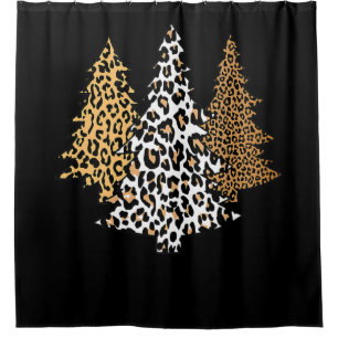 Rideaux De Douche léopard de noël arbres guépard cadeau poster de