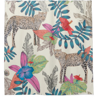 Rideaux De Douche Léopard dessiné à la main