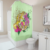 Rideaux De Douche Léopard jaune Gecko Vert (En situation)