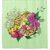 Rideaux De Douche Léopard jaune Gecko Vert (Devant)