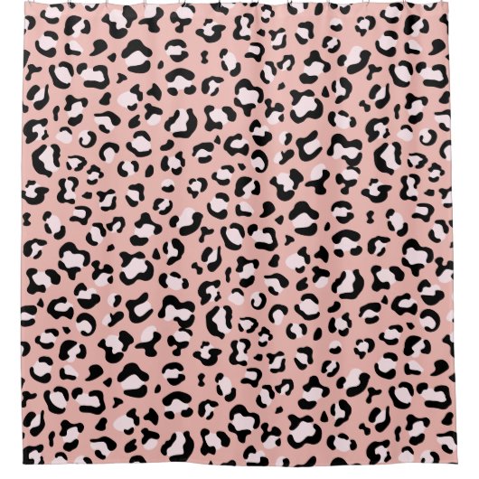 Rideaux De Douche Léopard Print, Léopard Spots, Rose Léopard (Devant)