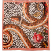 RIDEAUX DE DOUCHE LEOPARD SNAKE IN PEACH (Devant)