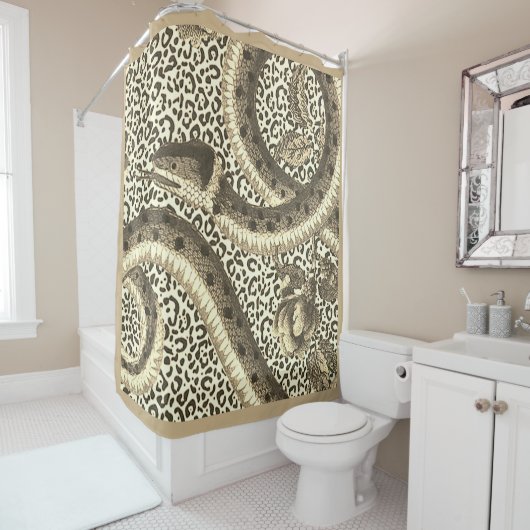 RIDEAUX DE DOUCHE LEOPARKE DANS LE SABLE (En situation)
