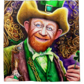 Rideaux De Douche Leprechaun vert gai avec tuyaux Shamrocks (Devant)