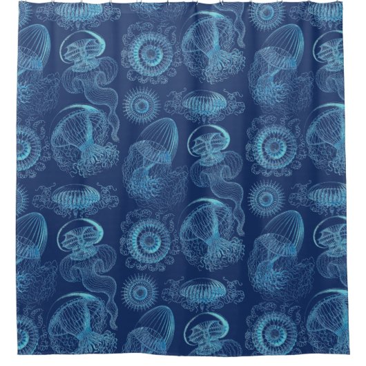 Rideaux De Douche Leptomedusae d'Ernst Haeckel (bleu-foncé) (Devant)