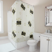 Rideaux De Douche L'ère atomique brosse Spoutnik Starbursts (En situation)