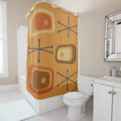 Rideaux De Douche L'ère rétro atomique de l'espace Orange (En situation)