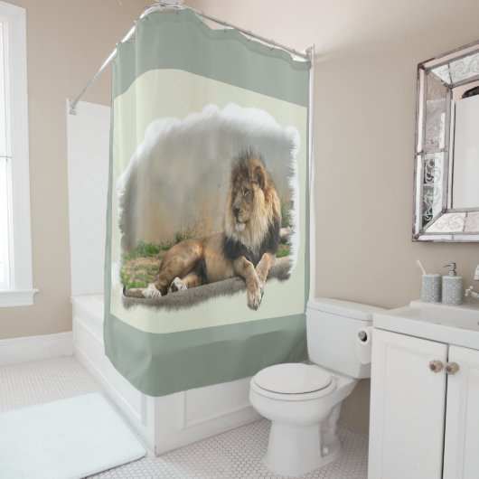 Rideaux De Douche Les amoureux du lion Jungle (En situation)