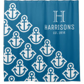 Rideaux De Douche Les Ancres nautiques bleues de mer ont (Devant)