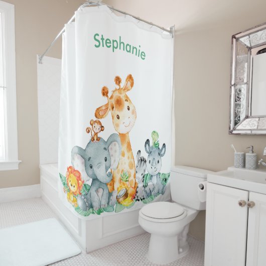 Rideaux De Douche Les animaux de la jungle de Cute Safari (En situation)