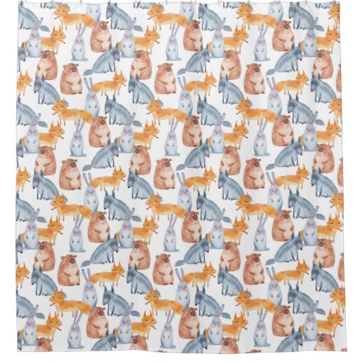 Rideaux De Douche Les animaux forestiers. Aquarelle (Devant)
