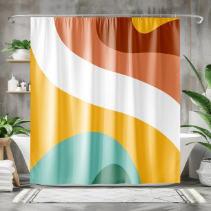 Rideaux De Douche les années 70 rétro Super Motif Turquoise, orange,