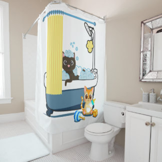 Rideaux De Douche Les chats prennent un bain