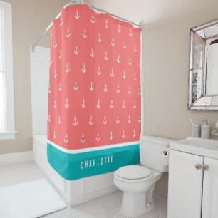 Rideaux De Douche Les couleurs faites sur commande ajoutent l'Ancre