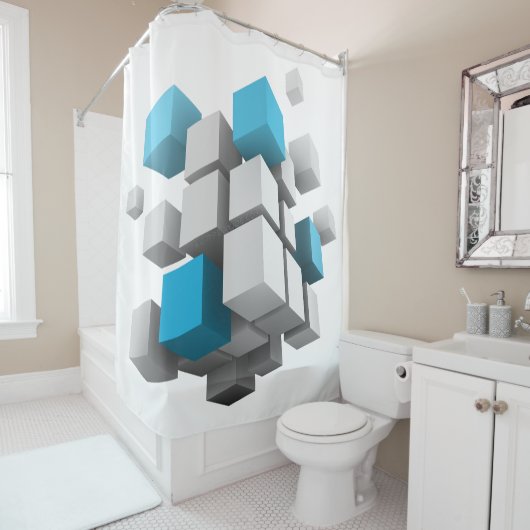 Rideaux De Douche Les cubes 3D de SlipperyJoe sont un arrangement ca (En situation)