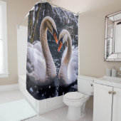 Rideaux De Douche Les cygnes romantiques dans les merveilles hiverna (En situation)