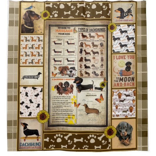 Rideaux De Douche Les Dons Aux Amoureux de les chiens Dachshund (Devant)