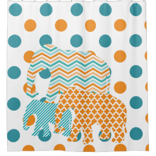 Rideaux De Douche Les éléphants à motifs sur les Pois