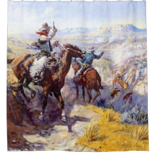 Rideaux De Douche « Les enfumer » : Art occidental de Charles M. Rus