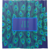 RIDEAUX DE DOUCHE LES FEUILLES DE CAPITALE EN BLEU TURQUOISE. (Devant)