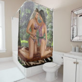 RIDEAUX DE DOUCHE LES FILLES DE LA JUNGLE S'AFFRONTENT (En situation)