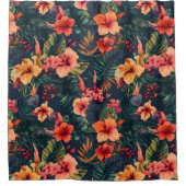 Rideaux De Douche Les Fleurs D'Hibiscus, Un Modèle Floral Tropical (Devant)