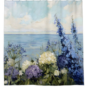 Rideaux De Douche Les fleurs et la peinture sur la mer
