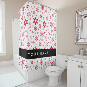 Rideaux De Douche Les flocons rouges, Votre nom, Personnalisez