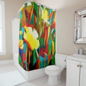 Rideaux De Douche Les jonquilles. Composition florale Abstraite dans (En situation)