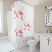 Rideaux De Douche Les ketmies esquissent (le blanc) (En situation)