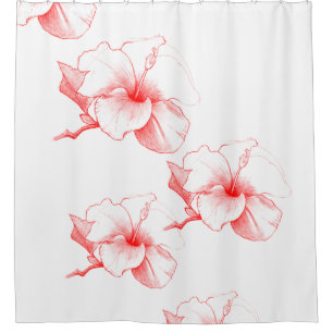 Rideaux De Douche Les ketmies esquissent (le blanc)