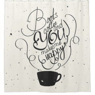 Rideaux De Douche Les livres café et vous me rend heureux