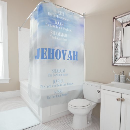 Rideaux De Douche Les noms de Dieu JIREH SHALOM RAPHA (En situation)