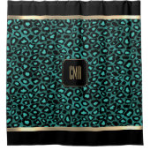Rideaux De Douche Les Patters de Teal & Black Leopard (Devant)