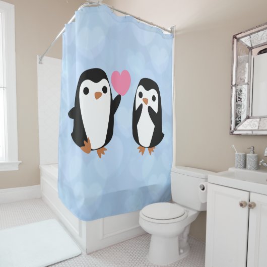 Rideaux De Douche Les pingouins amoureux (En situation)