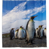 Rideaux De Douche Les pingouins marquent le ciel bleu (Devant)