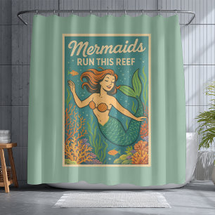 Rideaux De Douche Les sirènes dirigent ce récif Vie marine poisson