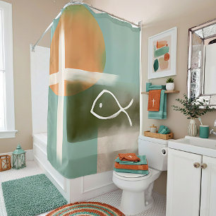 Rideaux De Douche Les tons de la Terre croisent et l'art minimaliste