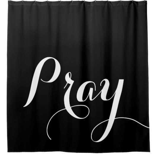 Rideaux De Douche lettrage de script PRAY élégant | (Devant)