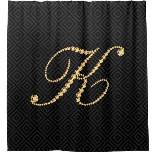 Rideaux De Douche LETTRE CHAMBRES NOIR & Golden CHAMP K MONogramme (Devant)