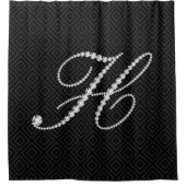 Rideaux De Douche LETTRE CHAMPIONNAT NOIR ET BLANC H MONogramme (Devant)