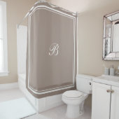 Rideaux De Douche Lettre de monogramme de script de bordure de latte (En situation)