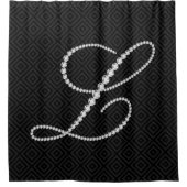 Rideaux De Douche LETTRE Diamants noirs & blancs L MONogramme (Devant)