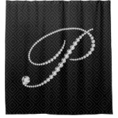 Rideaux De Douche LETTRE Diamants noirs & blancs P MONogramme (Devant)