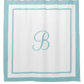 Rideaux De Douche LETTRE MONOGRAPHIQUE Élégante Bleue Bordure Aqua (Devant)