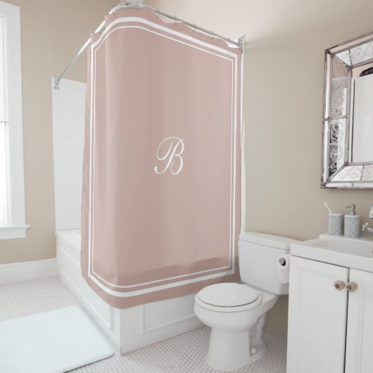 Rideaux De Douche LETTRE MONOGRAPHIQUE Rose classique (En situation)