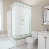 Rideaux De Douche LETTRE MONOGRAPHIQUE STYLE VERT Sage Élégant (En situation)