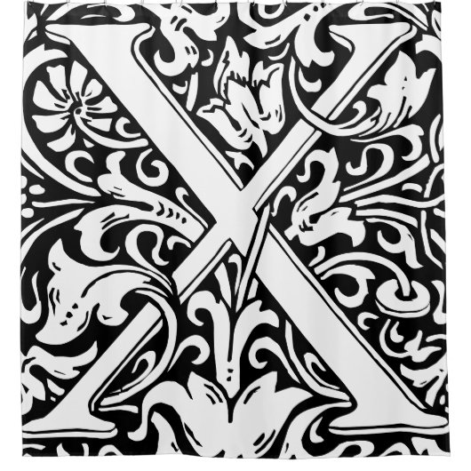 Rideaux De Douche LETTRE MONOMOBILE Alphabet Floral X Classique (Devant)