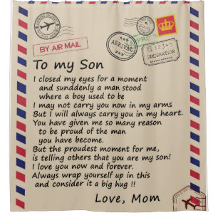Rideaux De Douche Lettre personnalisée à mon fils de maman
