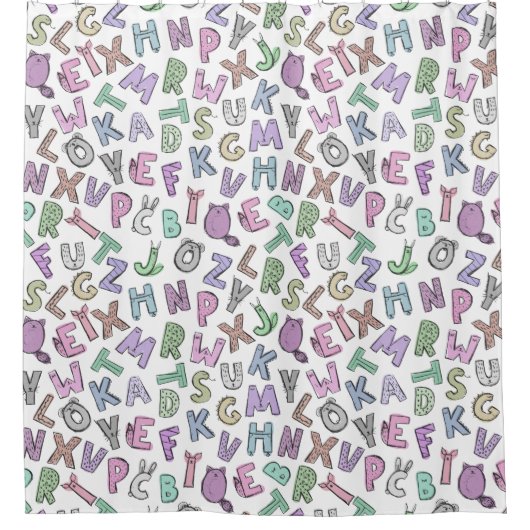 Rideaux De Douche Lettres de l'alphabet des doodles (Devant)